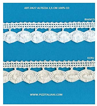 Dentelle Fuseaux Coton Largeur Cm.2.5 Mt.10 Art.0427, ECRU