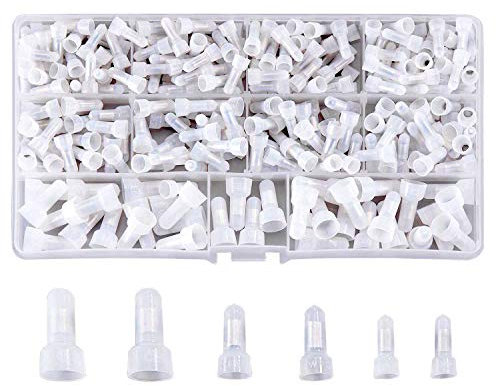 Litorange 250 PCS Power Cable Closed End Crimp Terminals Nylon Wire Cap,22-16/16-14/12-10 AWG Gauge Terminal Connectors Assortment Kit