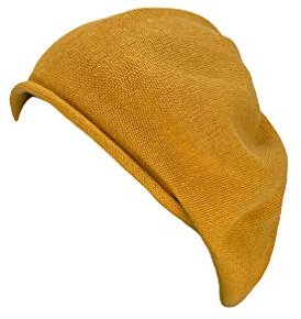 Kopka Accessories Stegbaske, Baskenmütze, Mützen, Strickmütze, Strickmuetze, Strickmütze Damen, Strickmütze Herren, Sommermütze, Strickmuster Mütze, Wintermütze, Winter Mütze (senf)