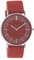 Oozoo Flache Vintage Damenuhr mit Lederband und glänzenden Elementen im Ziffernblatt 40 mm, C20129 - Rot/Rot, Riemen