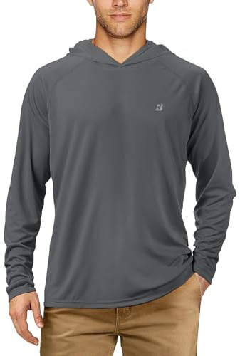 Roadbox Men's UPF 50+ Sun Protection Long Sleeve Hoodie Shirt Outdoor UV Fishing Shirts for Workout, Running, Fishing, Hiking