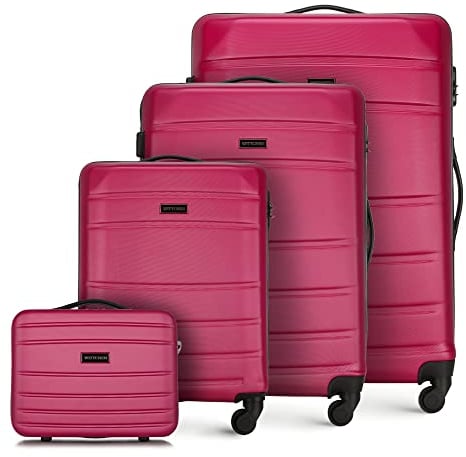 WITTCHEN Koffer-Set 4tlg. Trolley Koffer Reisekoffer aus ABS Hartschalen Trolley 4 Rollen Kombinationsschloss Reisekofferset Gepäckset Handgepäck Set Rosa