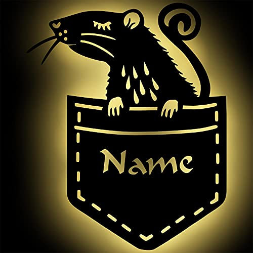 Baby Maus LED Wand-Deko Wand-Lampe Nachtlicht Schlummerlicht personalisiert mit Namen für Kinder & Erwachsene I Batteriebetrieb & Farbauswahl