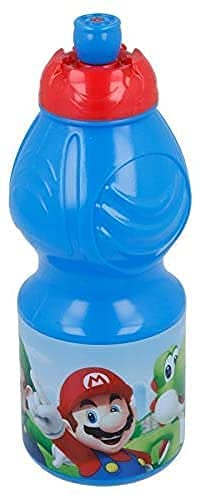 ILS I LOVE SHOPPING Borraccia Sport in plastica Bottiglia per Bambini 400ML con beccuccio retraibile (Mario)