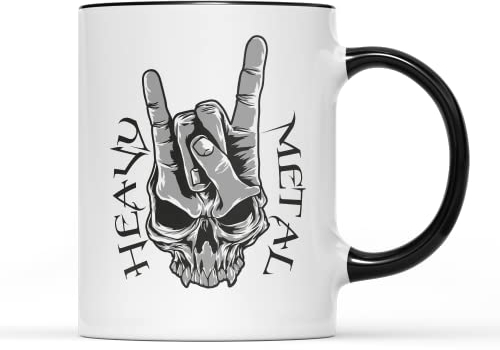 SMARTYPANTS Heavy Metal Mug Coffee Tea Cup Sign Horns Devil Goat Ubiquitous Hard Rock Punk Scream Emo Music Fan Mosh Pit Goth Gothic Dark Alternative Gift Present (Black Handle Prime)