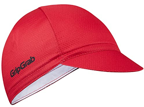 GripGrab Lightweight Summer Cycling Cap UV-Protection Under-Helmet Visor Mesh Hat Thin Breathable SPF Bicycle Headwear Red