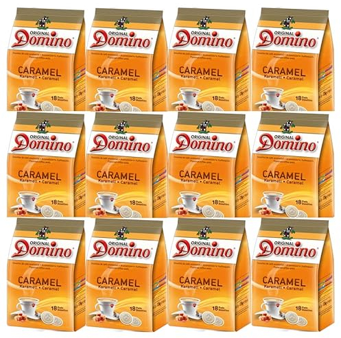 DOMINO Caramel | 12x18 dosettes de café aromatisé au Caramel | COMPATIBLES SENSEO®