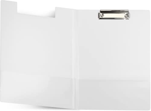 Netuno 1 Stück Klemmbrettmappe A4 Weiß mit Deckel und Metallclip Schreibplatte aus Hartkunststoff Dokumentenhalter Schreibunterlage Clipboard Mappe mit Bügelklemme