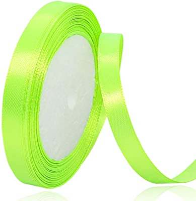 Satinband Neon Gelb 10mm, 22 Meters Dekoration Geschenkband breit Schleifenband, Stoffband für Hochzeit, Taufe und Geburtstag Geschenke