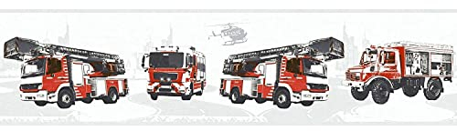 Kinder Tapete Profhome 358141-GU Bordüre glatt Kindertapete matt rot schwarz grau weiß 0,65 m2