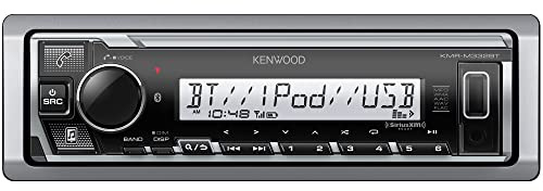 KENWOOD KMR-M332BT Car & Marine Stereo - Single Din, Bluetooth Audio, USB MP3, Aux in, AM FM Radio SiriusXM Ready, Weatherproof, Multi Color Illumination