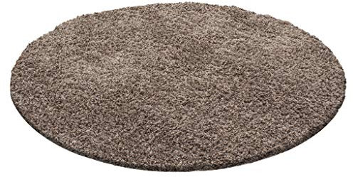 Muratap Teppich Wohnzimmer Weich - Basic Shaggy - Hochflor Teppich Wohnzimmerteppich, Schlafzimmerteppich Pflegeleicht und Fusselfrei - Oeko-TEX - Große: 80 cm - Rund - Farbe: Karamell