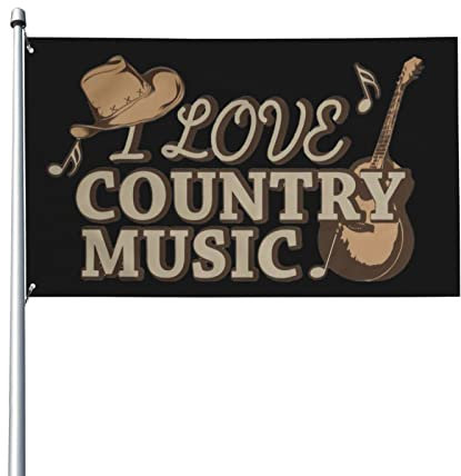 KJHBVND I Love Country Music Outdoor Dekorative Gartenflagge, 90 x 150 cm, langlebig und lichtbeständig, für den Innen- und Außenbereich, Rasen, Garten, Hof, Banner, klassische Flagge