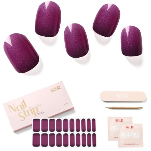 NAILOG Nagelfolie - Nagelfolie uv Härtend - Nagelfolie Selbstklebend - UV Nagelfolien -20 Stück Nagelsticker,Nails Starter Set,Gel Finish,14 Tage Langlebige,Geschenk für Frauen, Lydia
