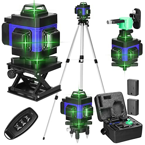 Kreuzlinienlaser Hancaner laser wasserwaage mit Stativ 4 x 360 ° 16 Linien-selbstnivellierendes Laserlinie 25m mit 1.5m Stativständer, 2 * 2400 mAh Batterien, Wandhalterung, Fernbedienung