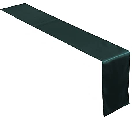 iEventStar 10 Stück Tischläufer Uni einfarbig Satin Pflegeleicht Tischband edle Tischdeko für Geburtstage & Hochzeiten, Bunte Dekoration zu besonderen Anlässen (Dunkelgrün)