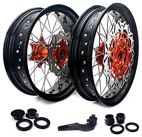 TARAZON 3,5 X 17 5,0 X 17 Supermoto Radsatz Felgen Radnabe Bremsscheiben Bremssatteladapter für EXC EXC-F SX SX-F SXS SXS-F XC-F/W XC 125 150 200 250 300 350 400 450 500 530