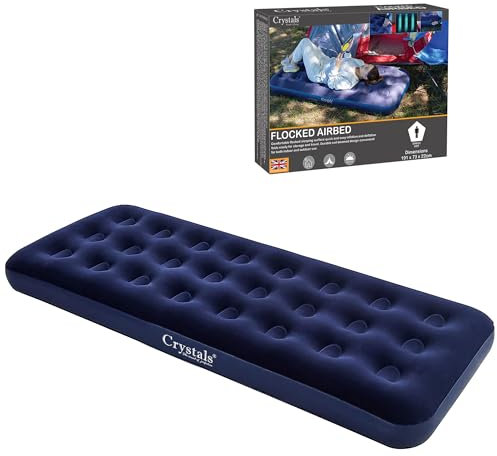 Crystals Single Blow Up Airbed, Quick Inflatable Air Mattress for Adults & Kids, Waterproof Camping Mattress, Inflatable Air Bed for Indoor & Outdoor Adventures