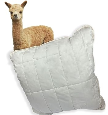 Abolengo de Alpaca Baisc Line AlpakaKopfkissen, mit temperaturregulierender Alpaka Wolle versteppt und gefüllt mit elastischen Faserkügelchen, für einen erholsamen Schlaf, 80x80cm, mittelfest