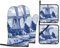 4 Stück Handschuh Set Nederland Niedliche Vintage Holländische Windmühle Delfter Blau Küchenhandschuhe Waschbar Kochhandschuhe Anti-Rutsch Topflappen Für Die Küche, Kochen, Backen