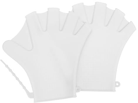 Kisangel 1 Paar Schwimmhandschuhe Schwimmbadhandschuhe Paddel Schwimmen Aquafitness Wasserbeständigkeit Schwimmpaddel Aus Silikon Kieselgel Erwachsener Damen Fitnessgeräte Weiß