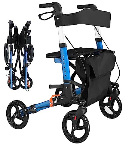 ANDADOR 4 EN 1 VIDA FÁCIL Galería del Coleccionista. Carrito Ortopédico para personas mayores, convalecientes… Aluminio superligero, Asiento, 4 Ruedas, Frenos, Bolsa. Totalmente Plegable. 011700126