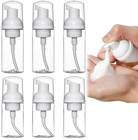 6 Dispensadores VacíOs de JabóN De Espuma, VacíOs Sin Aire, Botellas de Bomba De Crema, PequeñOs Dispensadores De JabóN, Mini Botellas De PláStico Espumoso para CosméTicos, Viajes (30 Ml, 50 Ml)