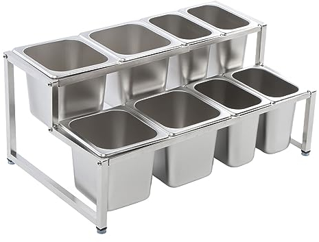 Casserole de Cuisine Double Couche, Ensemble de Support de Récipient de Stockage D'assaisonnement, Support D'assaisonnement Rétractable en Acier Inoxydable (14)
