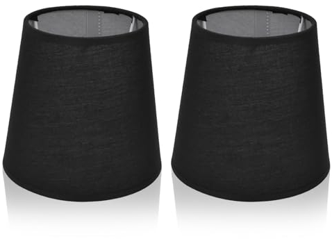 2 Stück Kleiner Fass-Stoff-Lampenschirm, Moderne Hängelampenschirme für Kronleuchter, Tischlampe und Wandlampe in Schwarz