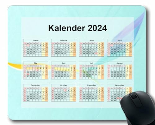 YENDOSTEEN Kalender 2024 Mauspad mit Feiertagen,Gaming-Mauspads,Träume Inschriftenkreise Spielen Licht Ultraglatte Mauspads für Kabellose Maus,Laptop,Computer,PC-Büro,Zuhause