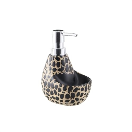Shampoospender Seifenspender mit Leopardenmuster for Küche, Badezimmer, Seifenpumpe mit Schwammhalter for Spülmittel, Lotion, Seifenspenderflasche Handseifenpumpe