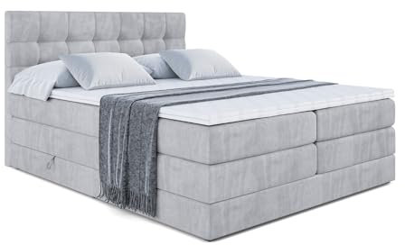 ALTDECOR Boxbett mit H3 H4 Matratze BERO King - 140x200 - Grau