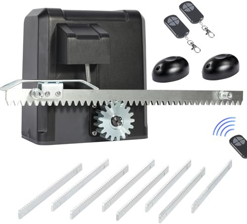 CO-Z 280W Kit Automazione Cancello Scorrevole, Motore Cancello Scorrevole per Porte Fino a 600kg 12m con 2 Telecomandi, Cremagliera 8x0.5M e Sensori a Infrarossi per Casa Giardino Garage