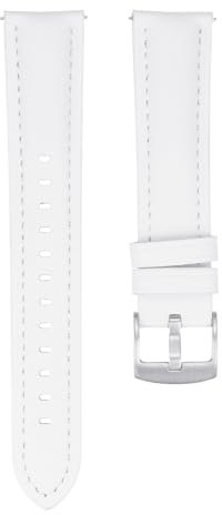 sourcing map Leather Watch Band 20mm Quick Release Genuine Leather Replacement Watch Straps with Stainless Steel Buckle and Spring Bar for Men Women Watch Smartwatch, White