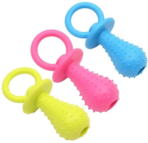 PULABO Spielzeug für Katzen und Hunde, Haustier-Schnuller, Spielzeug für Welpen, Hund, Katze, Molar Schnuller, Zahnreinigungsspielzeug mit Glocke im Inneren (zufällige Farbe) tragbar