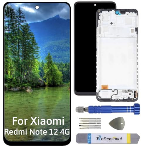 Int'x Pantalla LCD completa para Xiaomi Redmi Note 12 4G 22111317I Pantalla LCD de repuesto con herramienta Negro con marco de alta calidad