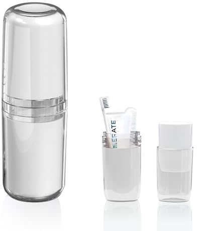 Porta Spazzolino e Dentifricio da Viaggio 4 in 1 Portatile Portaspazzolino Custodi in Plastica Antipolvere Antibatterico per Casa Viaggi Famiglia Campeggio Scuola Lavoro (Trasparente)