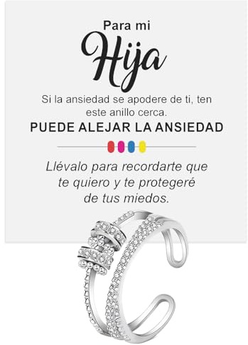 Anillo Mujer de Plata Sterling 925 Anillo Inspirador y Alentador para Hijas para Mujeres Niñas Tamaño Ajustable Pulgar Ajustable Anillos Abrible