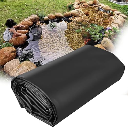 uofgcru Teichfolie schwarz HDPE Teichfolien 0,2mm Stärke Fisch und Pflanzenfreundlich,UV- und witterungsbeständig wasserdichte Gartenteichfolie,Teichfolie für kleine Teiche Wassergärten Brunnen(3×6m)