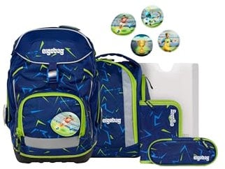 ergobag Pack Set ergonomischer Schulranzen Flexibel 6-teilig Set 1. Klasse Grundschule für Mädchen und Jungen