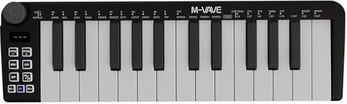 M-VAVE 25 Keys Mini Keyboard – Professional Beat Maker and Keytar for Keyboard Music Production Builtin Battery Wireless Connect Black