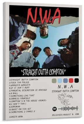 N.W.A Straight Outta ComptonAlbum Poster, Kunstdekoration, Wandposter, Innenposter, Druckdekoration, Bar, Restaurant, Dekoration, Ästhetik, Poster, Wohnzimmer, 50 x 75 cm, Rahmenstil-12