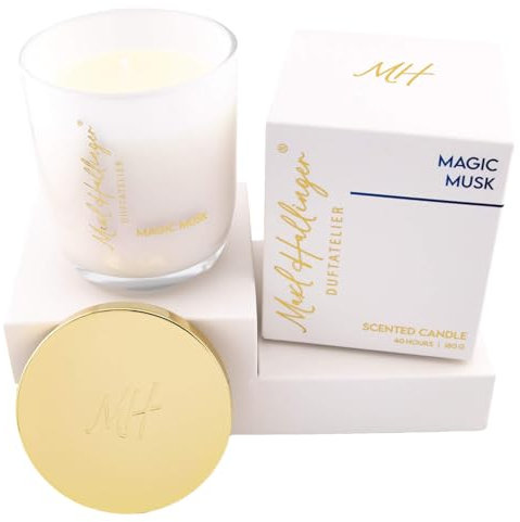 Hallingers Magic Musk - Duftkerze aus Sojawachs bis 40h Maxl Hallinger Duftatelier, scented candle, Duftkerzen im Glas (Glas & Karton) - Geschenkideen Weihnachten & Geschenke Adventskalender | Geburts