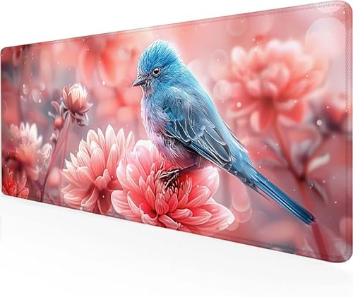 Oiseau Tapis de Souris XXL (1500x800x3MM), Imperméable Mouse Pad Gaming Rose Mousepad Base en Caoutchouc Antidérapant Tapis Souris Bords Cousus Desk Pad pour Jeux et Le Bureau, Cadeau Homme -Ly412A2