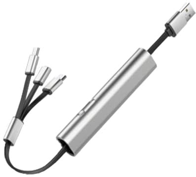 Receiptm 3 in 1 Charging Cable, Receiptm 3 in 1 Portable Charging Cable, Multi USB Charging Cable, Retractable Phone Charger, Universal Chargers for All Devices (White)