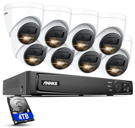 ANNKE 4K PoE Surveillance System, 16 Channel 12MP NVR with 4TB HDD and 8X 8MP Security IP Cameras, Person/Vehicle Detection, Remote Access,100 ft Night Vision, CCTV Camera System for 24/7 Recording