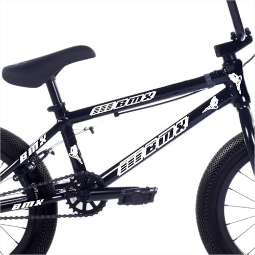 Decalart Kit 11 adesivi per Telaio Bici BMX universali copri graffi FREE STYLE street race sport running grafiche per bmx rinnova telaio L102 (010 Bianco)