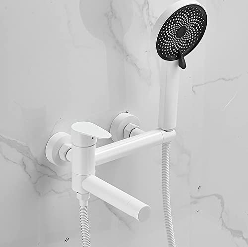 Rubinetteria Vasca con Miscelatore Termostatico Doccia Set Miscelatore Doccia A Parete per Vasca Bianco