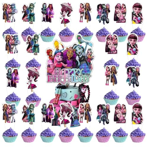 25pcs Monster Cupcake Topper, Happy Birthday Cake Topper, Monster Geburtstag Dekoration, Monster Party Kindergeburtstags Deko, Monster Kuchen Party Dekoration