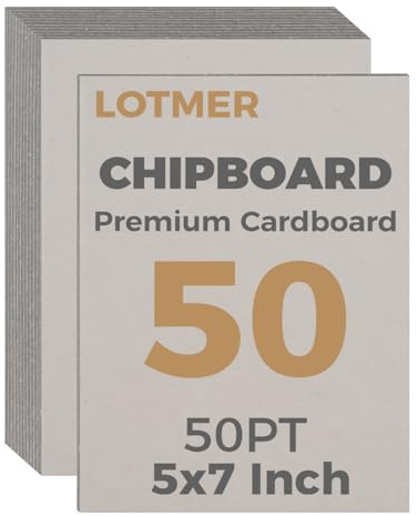 LOTMER 50 Sheets 5x7 Chipboard Cardboard, 50PT-1.3mm Thick Kraft Chipboard Sheets Shipping Pads Inserts Chip Board for Scrapbooking, Packaging Sheets Bookbinding, Packaging, and Art Projects